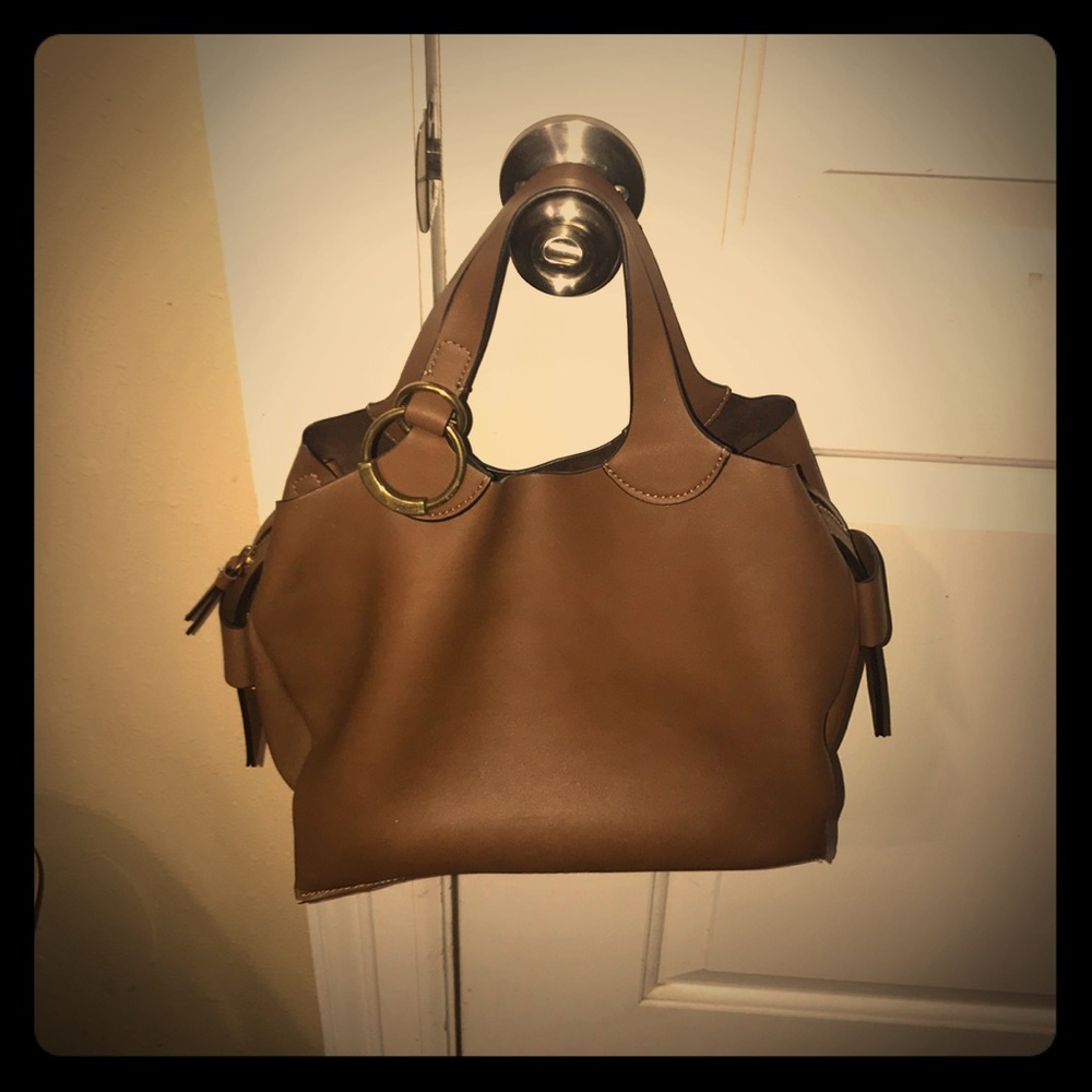 Leather Nine West bag with red leather wallet